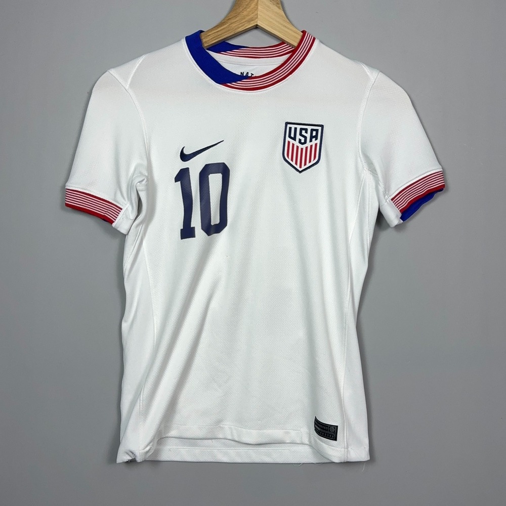 Nike USMNT 2024 Youth Pulisic Home Jersey Size Medium Soccer White Sportswear